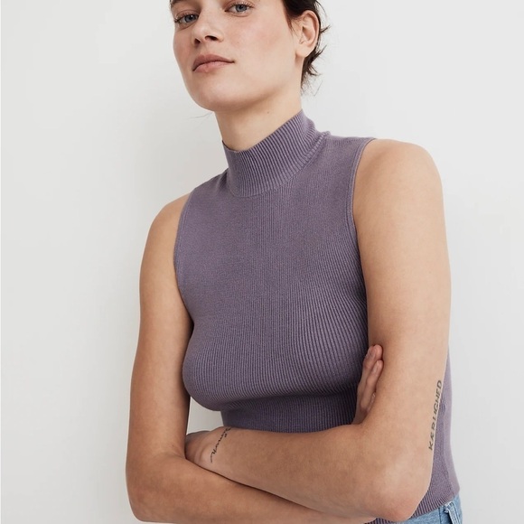 Madewell The Signature Knit Mockneck Sweater Tank smoky grape - Picture 4 of 6